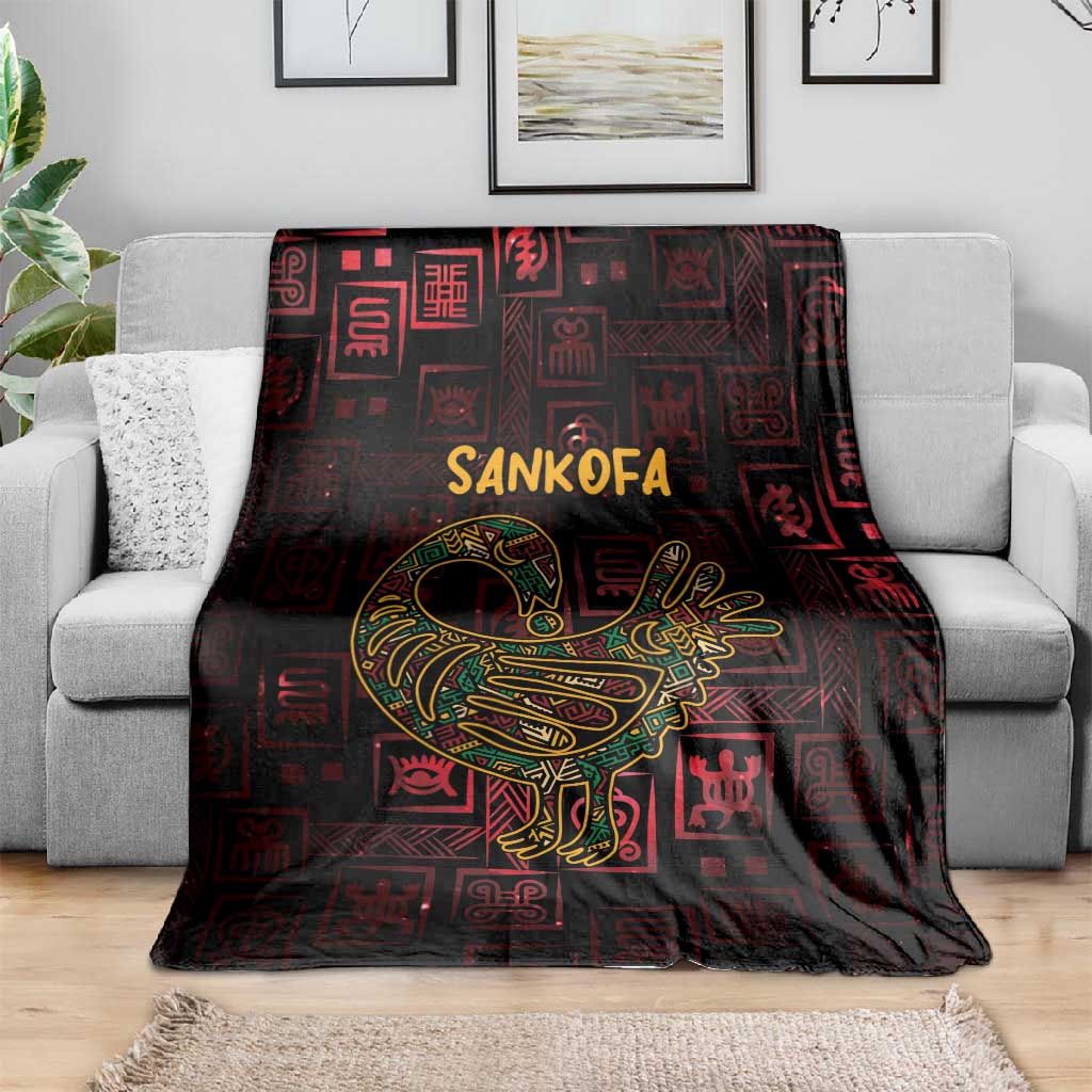 Afro-American Culture Blanket Adinkra Sankofa Bird - Cosmic Red LT7