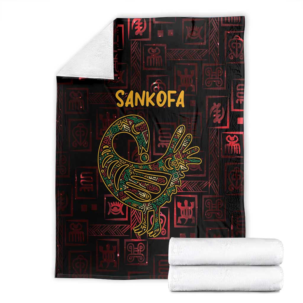 Afro-American Culture Blanket Adinkra Sankofa Bird - Cosmic Red LT7