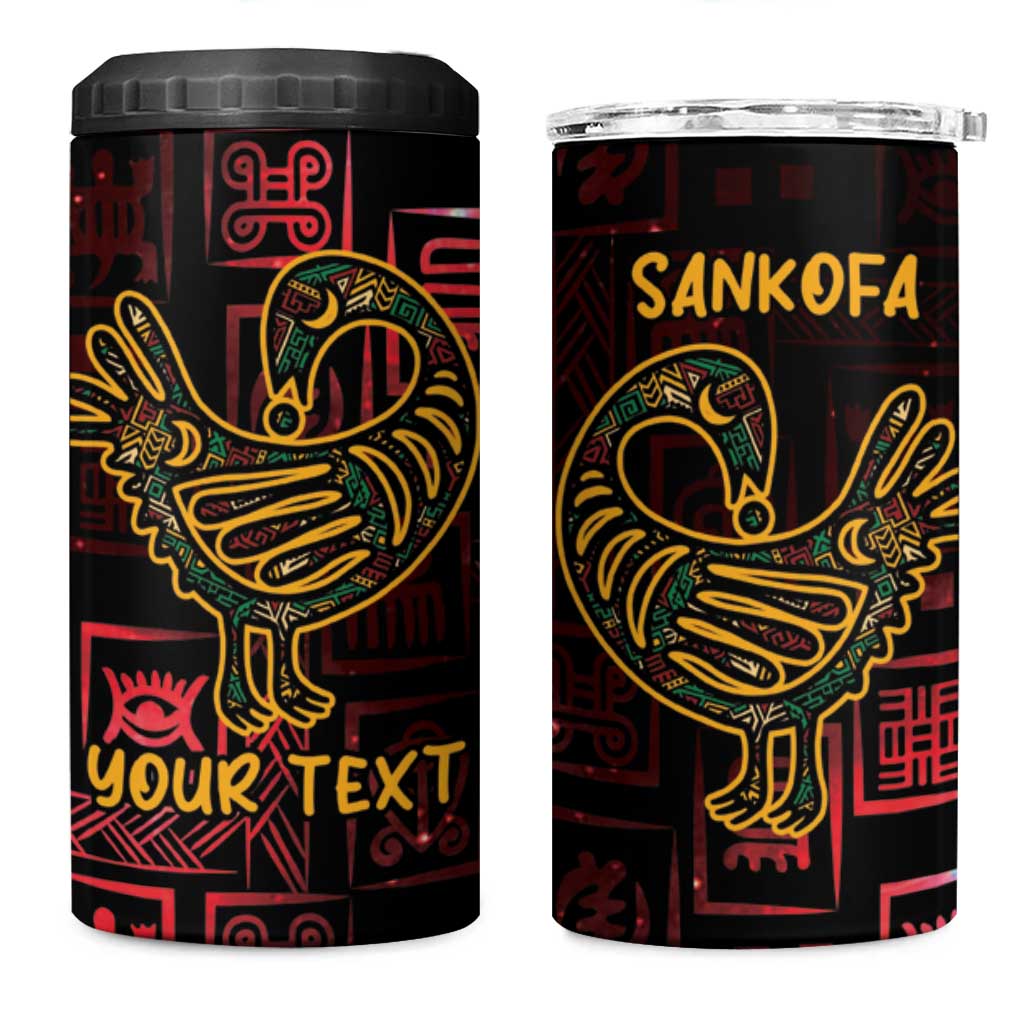 Afro-American Culture 4 in 1 Can Cooler Tumbler Adinkra Sankofa Bird - Cosmic Red LT7
