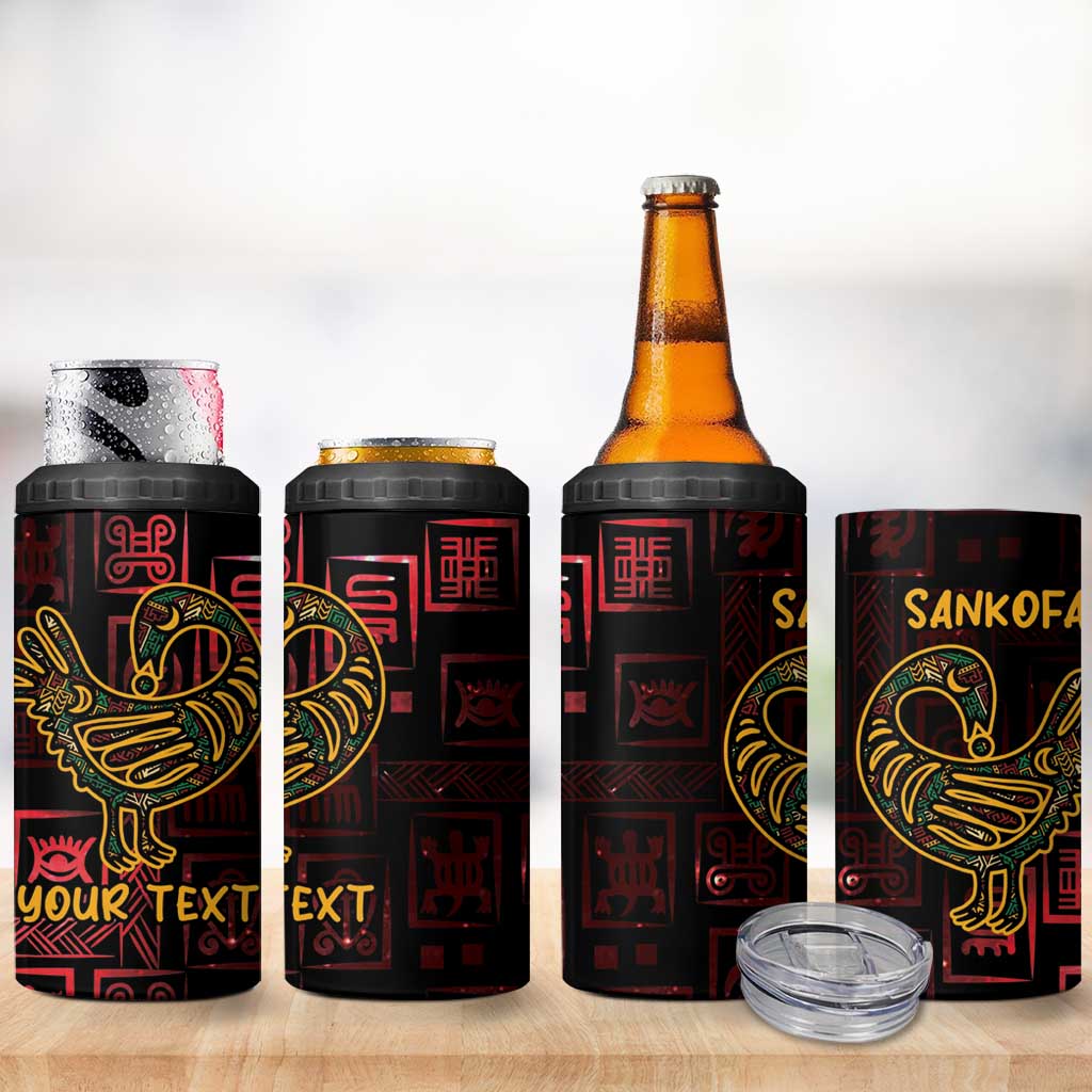 Afro-American Culture 4 in 1 Can Cooler Tumbler Adinkra Sankofa Bird - Cosmic Red LT7