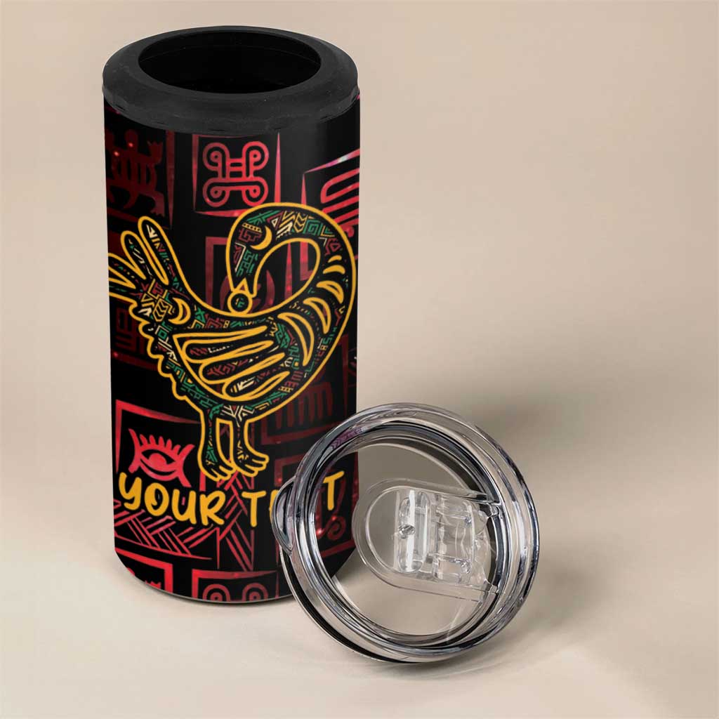Afro-American Culture 4 in 1 Can Cooler Tumbler Adinkra Sankofa Bird - Cosmic Red LT7