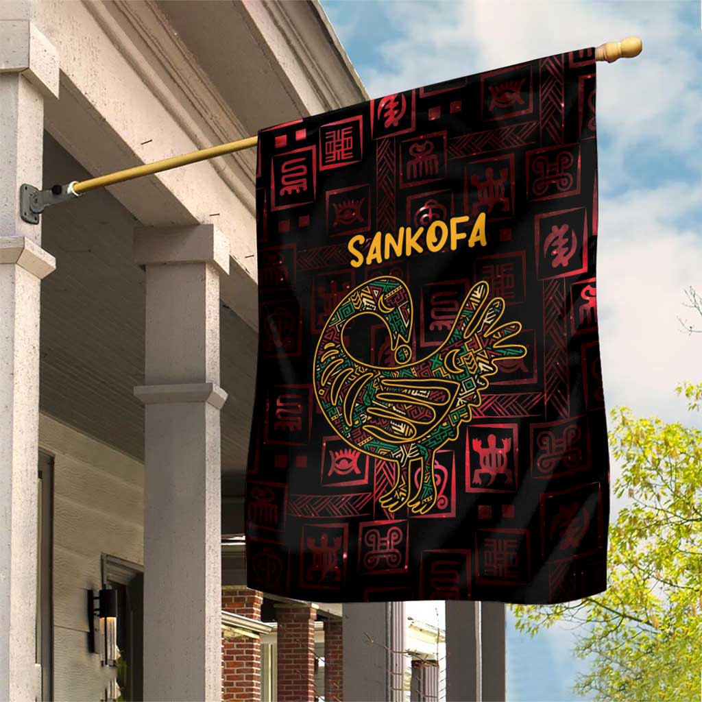 Afro-American Culture Garden Flag Adinkra Sankofa Bird - Cosmic Red LT7