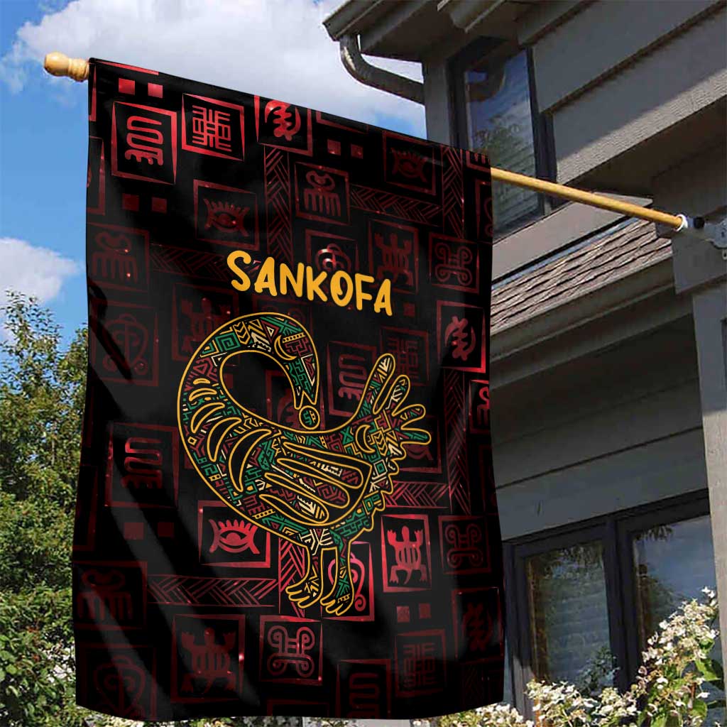 Afro-American Culture Garden Flag Adinkra Sankofa Bird - Cosmic Red LT7