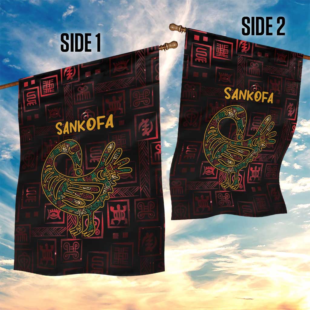 Afro-American Culture Garden Flag Adinkra Sankofa Bird - Cosmic Red LT7
