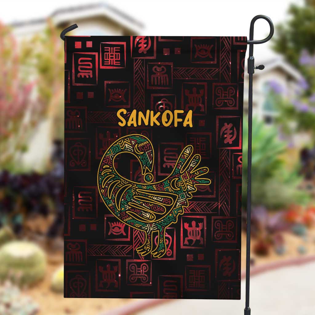 Afro-American Culture Garden Flag Adinkra Sankofa Bird - Cosmic Red LT7
