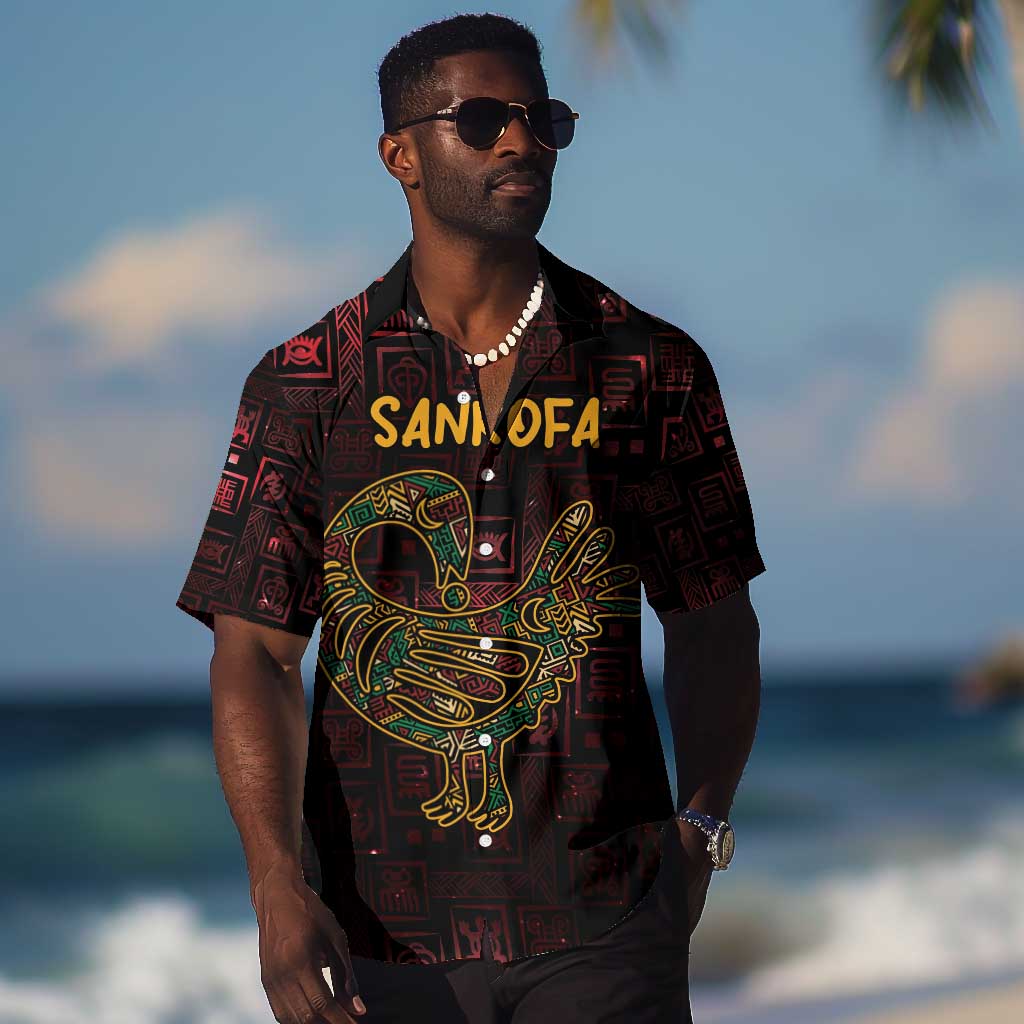 Afro-American Culture Hawaiian Shirt Adinkra Sankofa Bird - Cosmic Red LT7