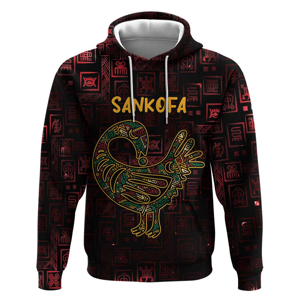 Africa Adinkra Symbol Hoodie Sankofa Bird - Cosmic Red LT7
