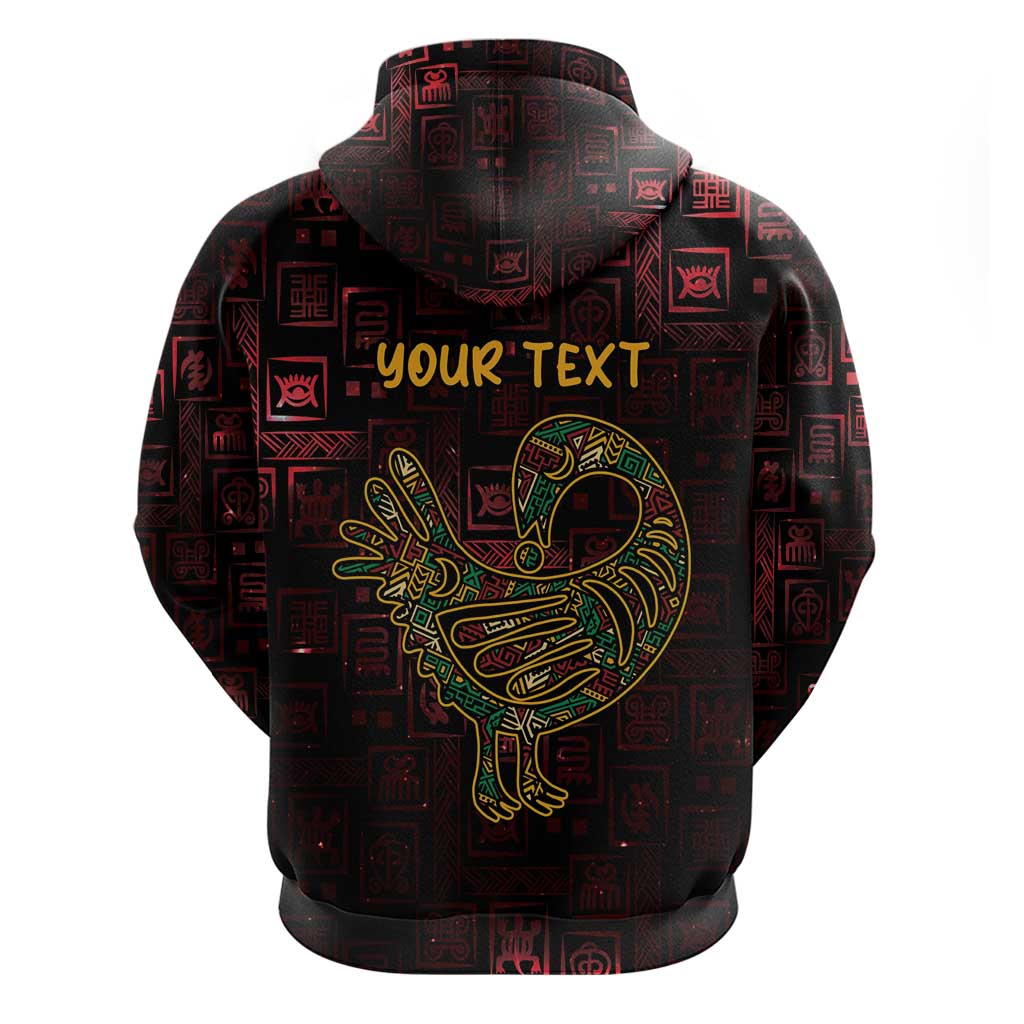 Africa Adinkra Symbol Hoodie Sankofa Bird - Cosmic Red LT7