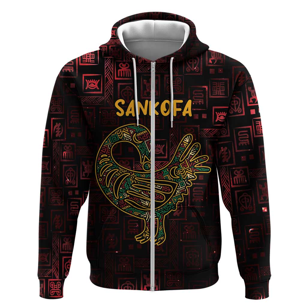 Africa Adinkra Symbol Hoodie Sankofa Bird - Cosmic Red LT7