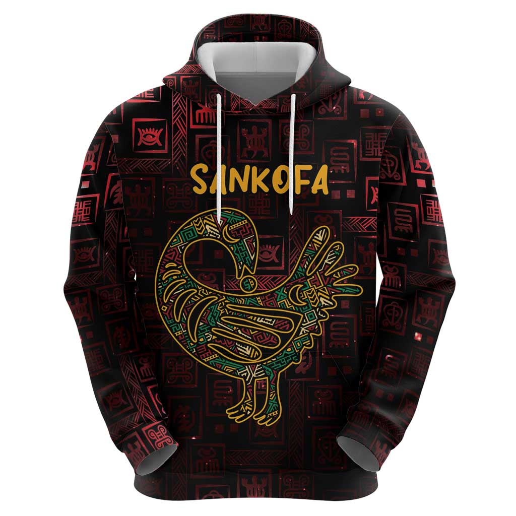 Africa Adinkra Symbol Hoodie Sankofa Bird - Cosmic Red LT7