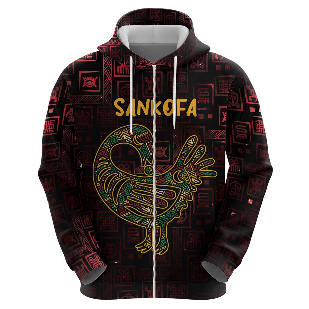 Africa Adinkra Symbol Hoodie Sankofa Bird - Cosmic Red LT7