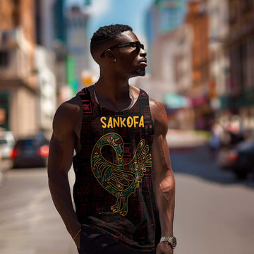 Afro-American Culture Men Tank Top Adinkra Sankofa Bird - Cosmic Red LT7