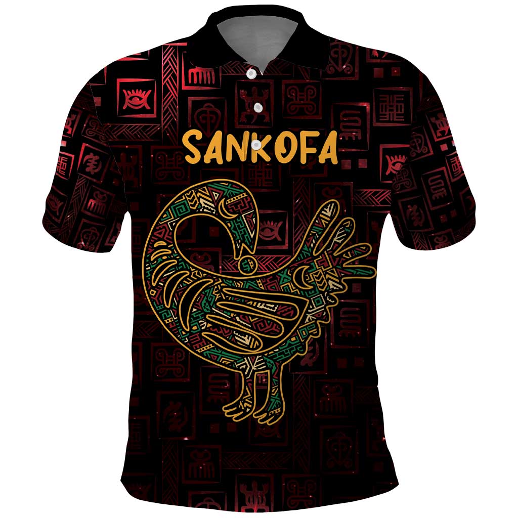 Africa Adinkra Symbol Polo Shirt Sankofa Bird - Cosmic Red LT7