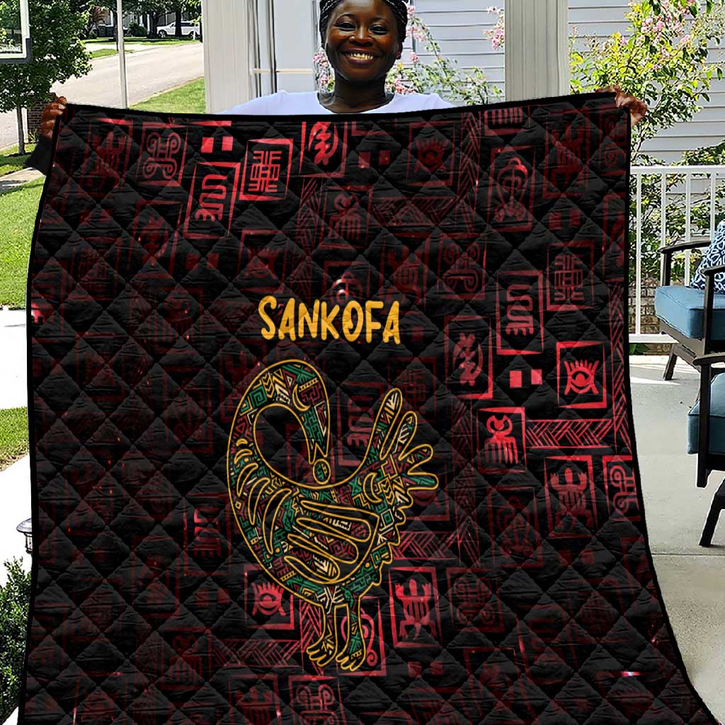 Afro-American Culture Quilt Adinkra Sankofa Bird - Cosmic Red LT7