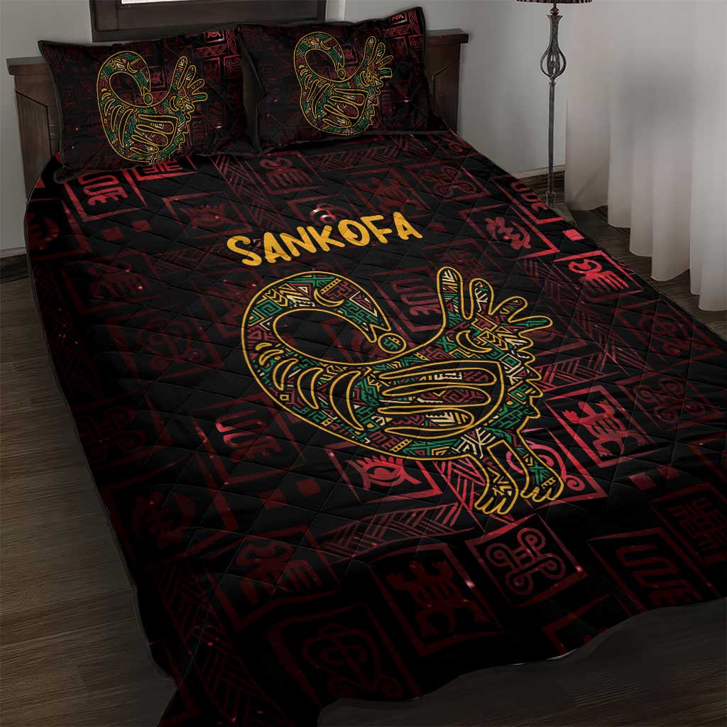 Afro-American Culture Quilt Bed Set Adinkra Sankofa Bird - Cosmic Red LT7