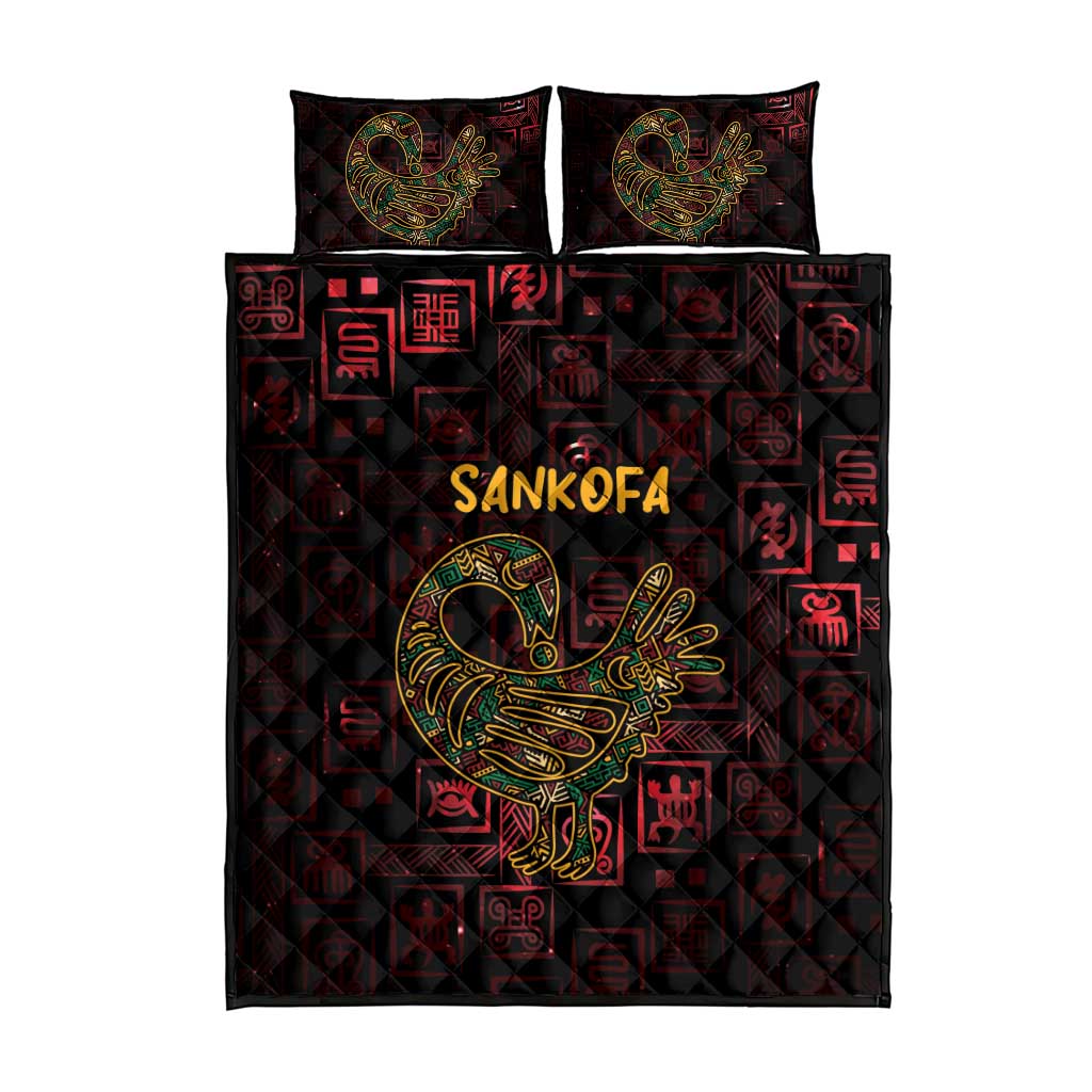 Afro-American Culture Quilt Bed Set Adinkra Sankofa Bird - Cosmic Red LT7