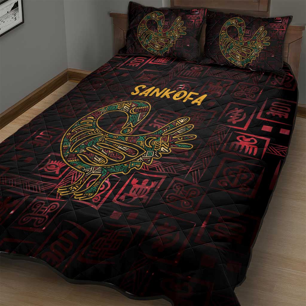 Afro-American Culture Quilt Bed Set Adinkra Sankofa Bird - Cosmic Red LT7