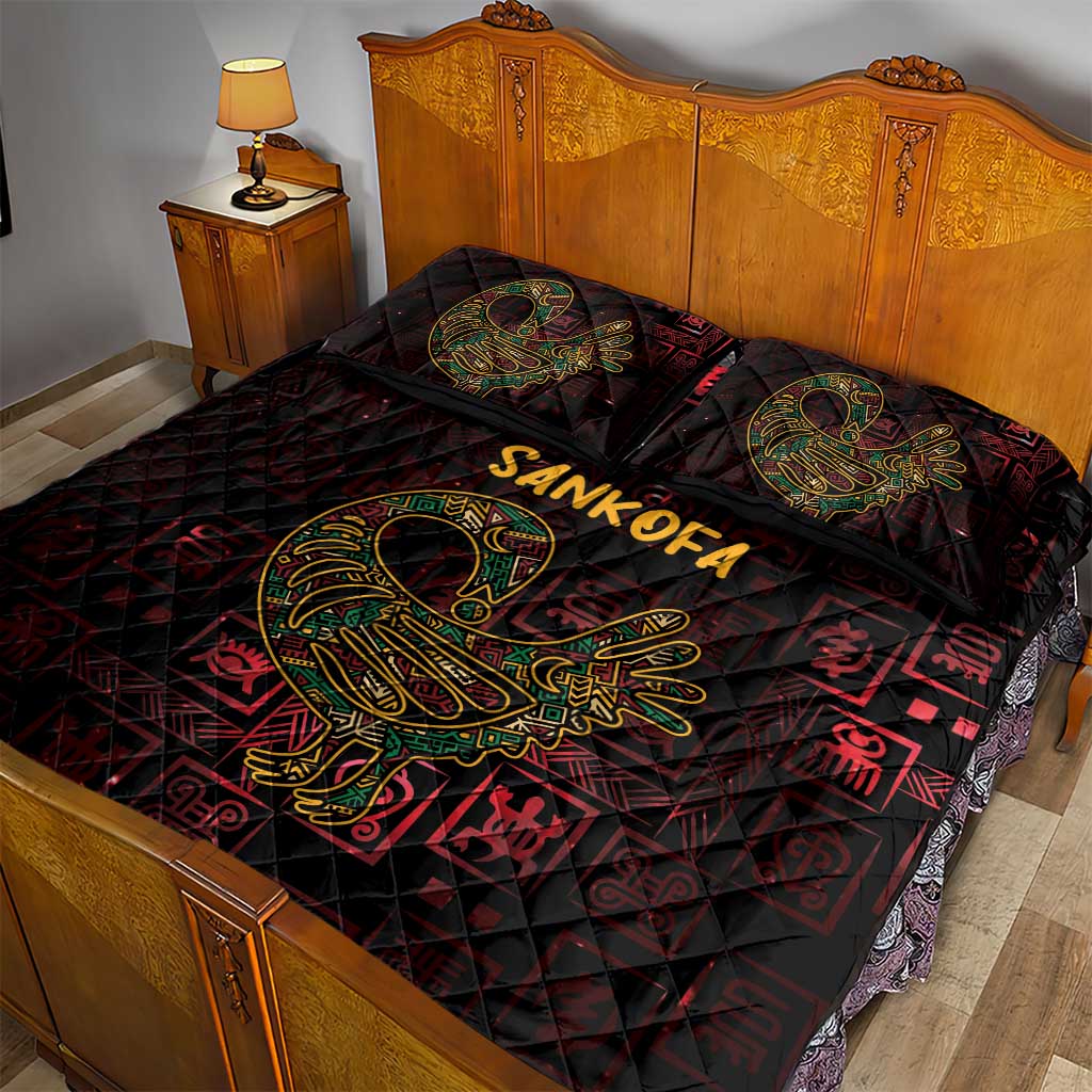 Afro-American Culture Quilt Bed Set Adinkra Sankofa Bird - Cosmic Red LT7