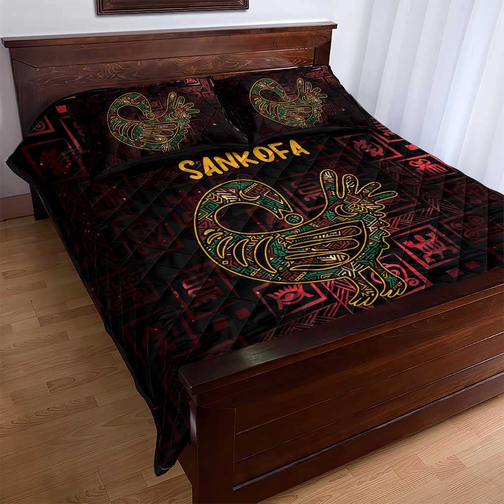 Afro-American Culture Quilt Bed Set Adinkra Sankofa Bird - Cosmic Red LT7