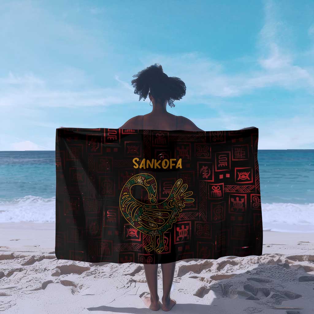 Afro-American Culture Sarong Adinkra Sankofa Bird - Cosmic Red LT7