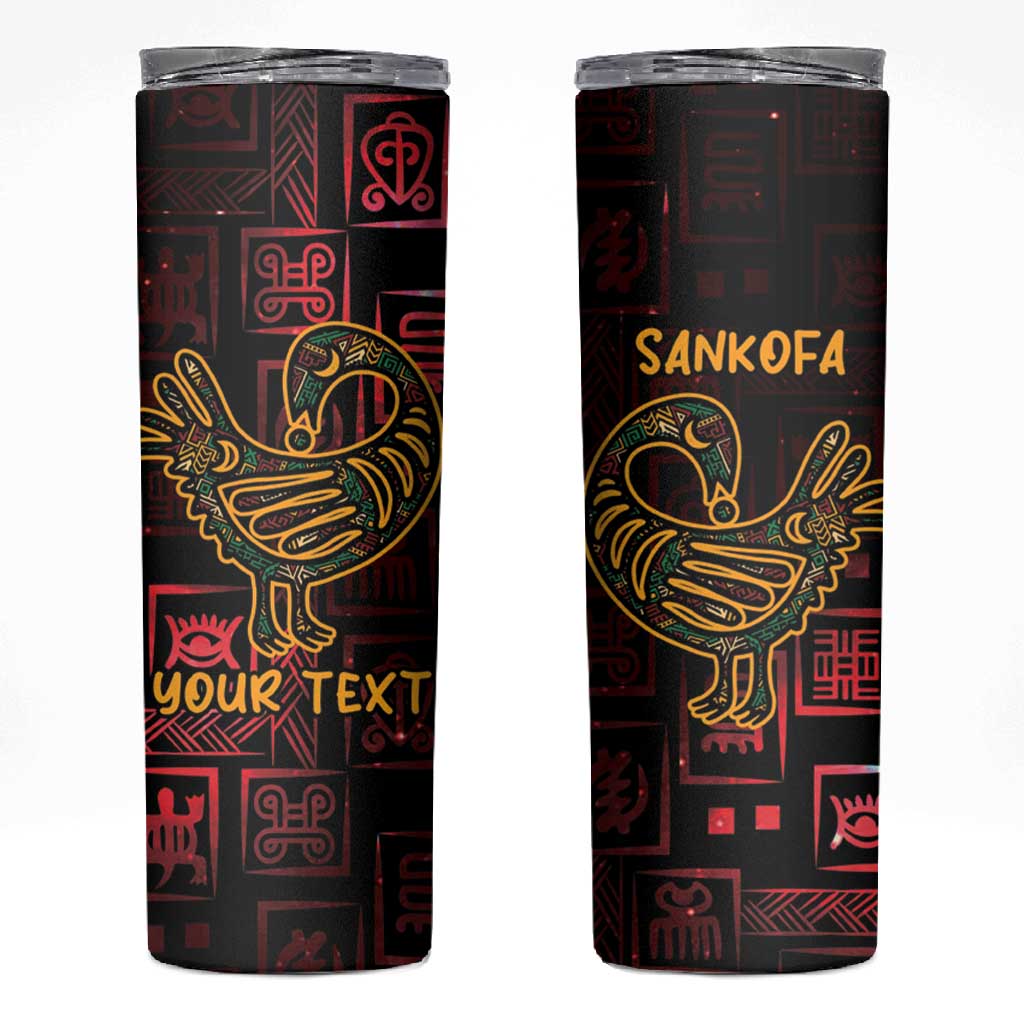Afro-American Culture Skinny Tumbler Adinkra Sankofa Bird - Cosmic Red LT7