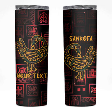 Afro-American Culture Skinny Tumbler Adinkra Sankofa Bird - Cosmic Red LT7