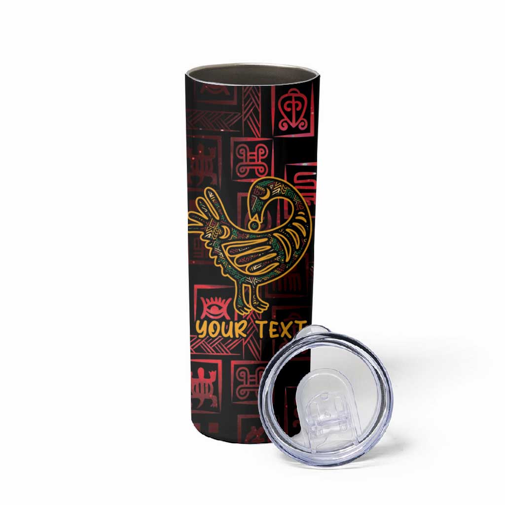 Afro-American Culture Skinny Tumbler Adinkra Sankofa Bird - Cosmic Red LT7
