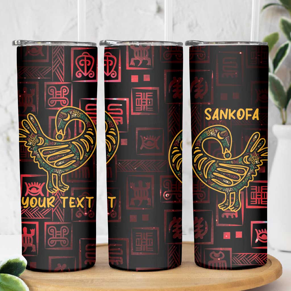 Afro-American Culture Skinny Tumbler Adinkra Sankofa Bird - Cosmic Red LT7
