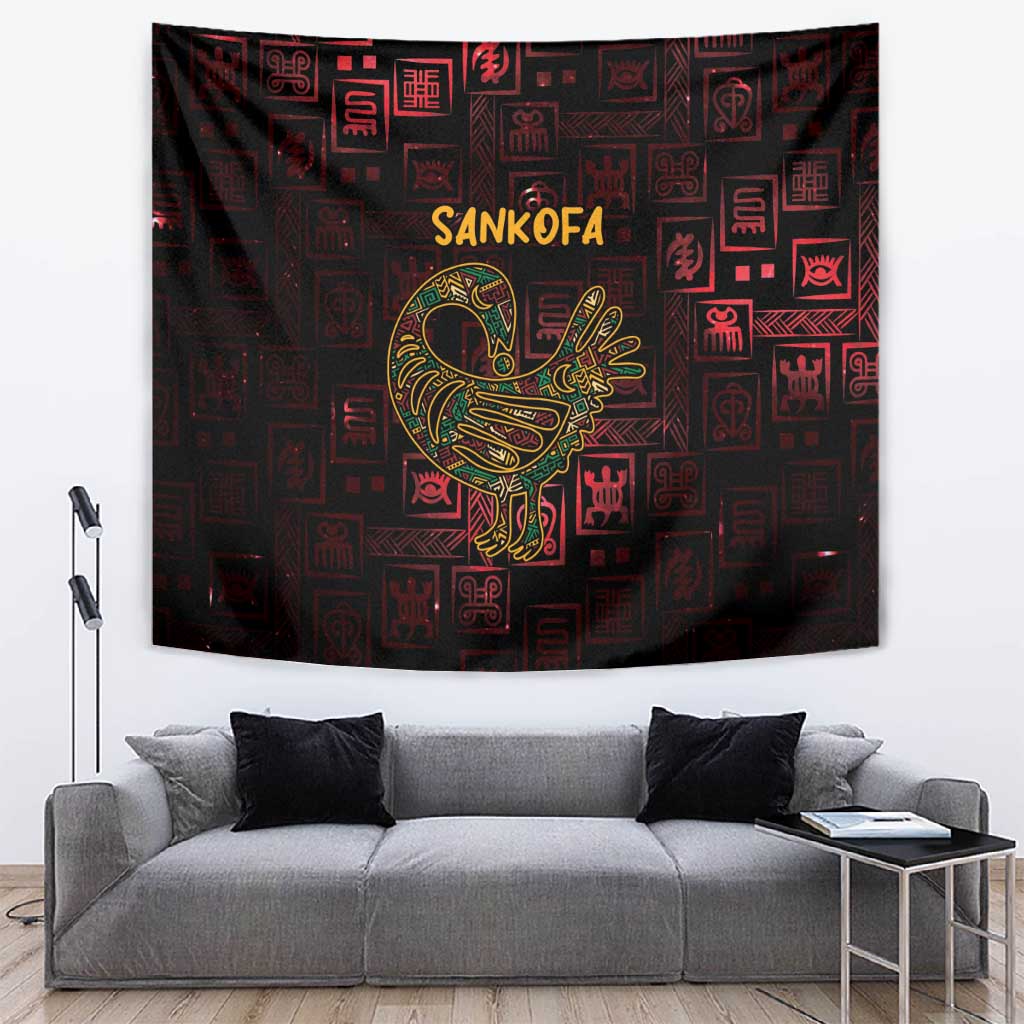 Afro-American Culture Tapestry Adinkra Sankofa Bird - Cosmic Red LT7