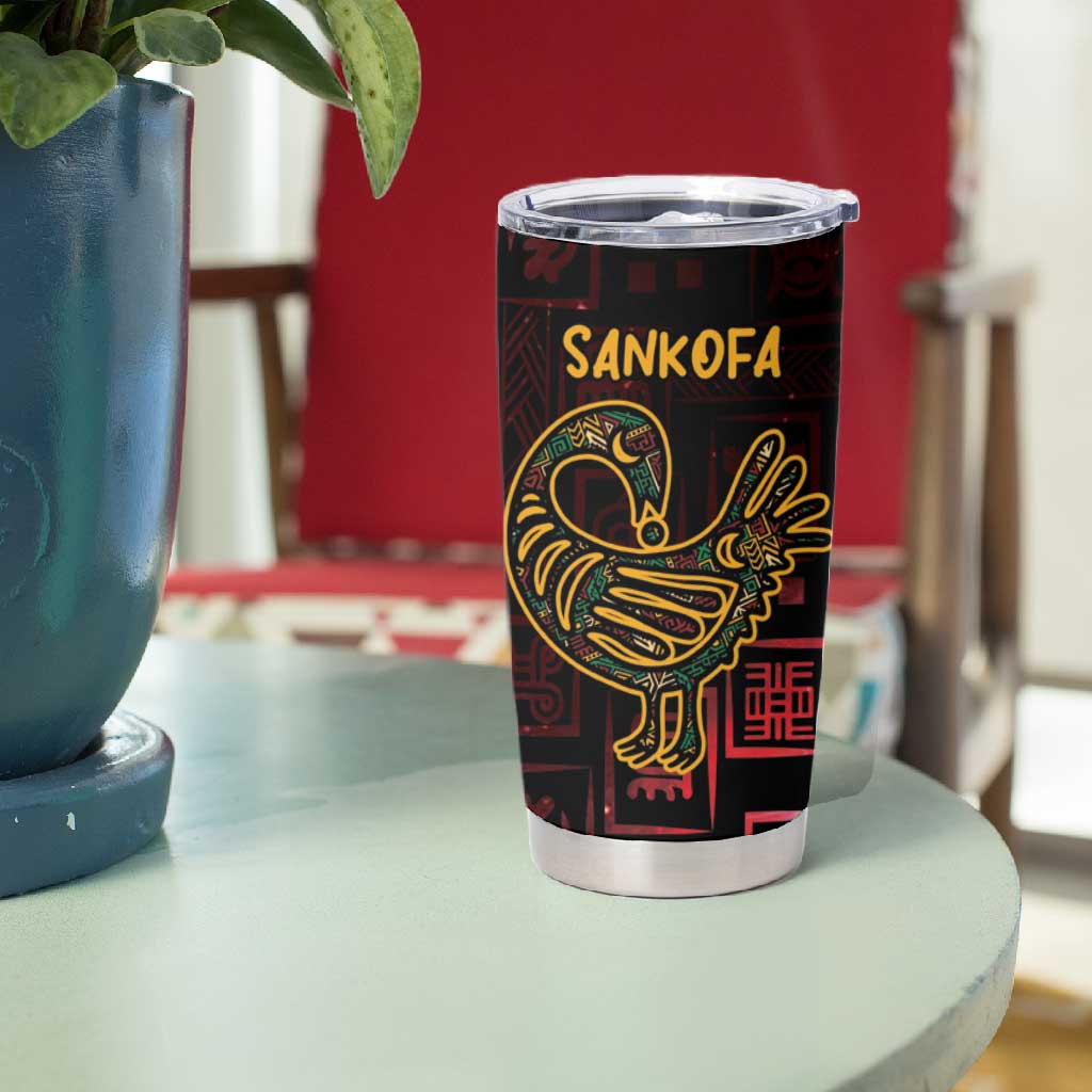 Afro-American Culture Tumbler Cup Adinkra Sankofa Bird - Cosmic Red LT7