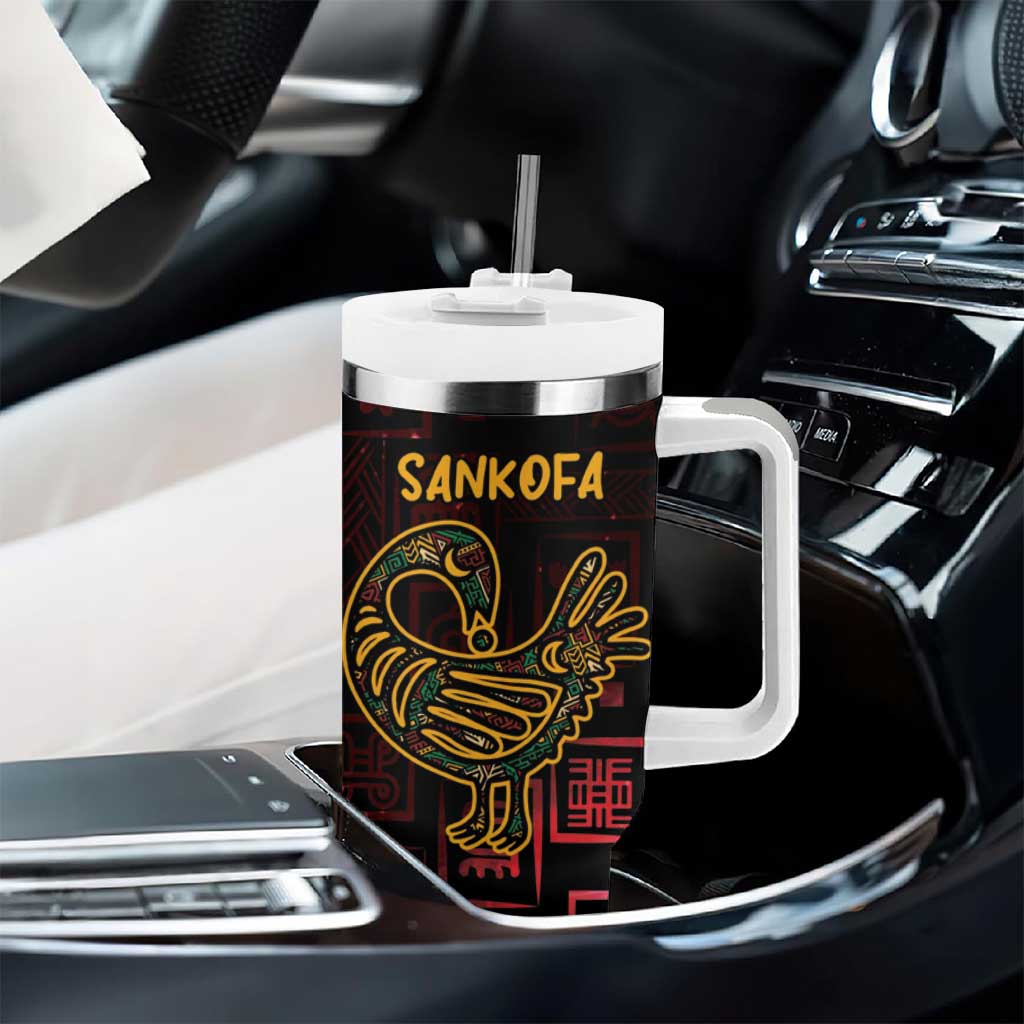 Afro-American Culture Tumbler With Handle Adinkra Sankofa Bird - Cosmic Red LT7