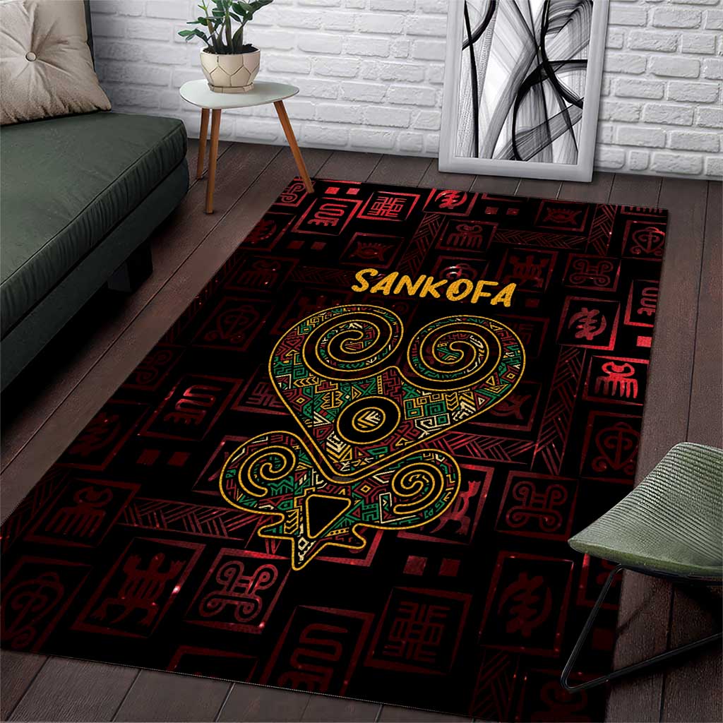 Afro-American Culture Area Rug Adinkra Sankofa Heart - Cosmic Red LT7