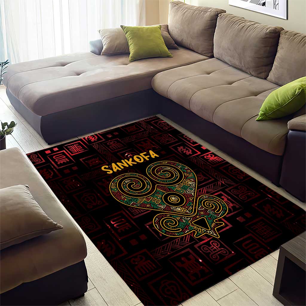 Afro-American Culture Area Rug Adinkra Sankofa Heart - Cosmic Red LT7