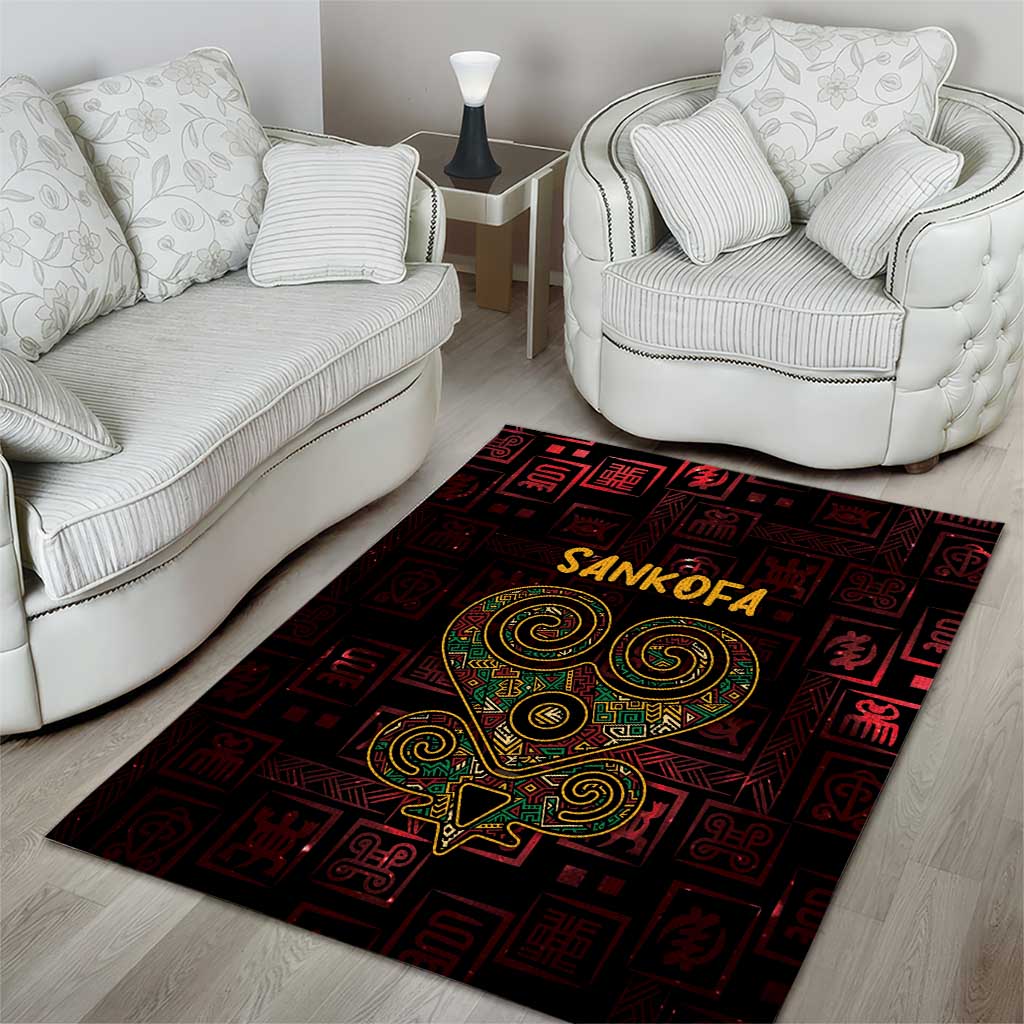 Afro-American Culture Area Rug Adinkra Sankofa Heart - Cosmic Red LT7