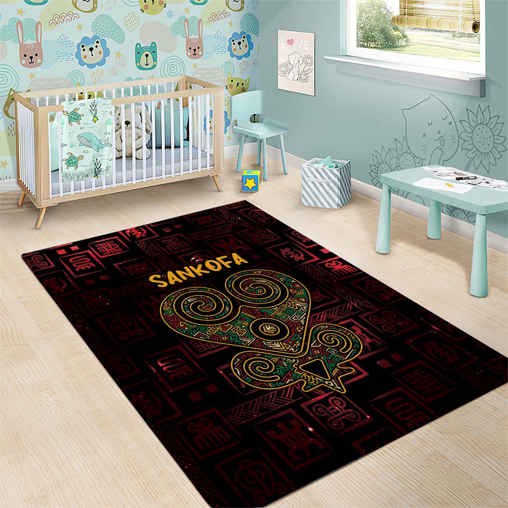 Afro-American Culture Area Rug Adinkra Sankofa Heart - Cosmic Red LT7