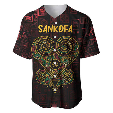 Afro-American Culture Baseball Jersey Adinkra Sankofa Heart - Cosmic Red LT7