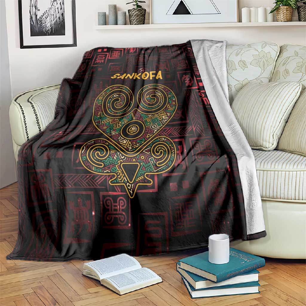 Afro-American Culture Blanket Adinkra Sankofa Heart - Cosmic Red LT7