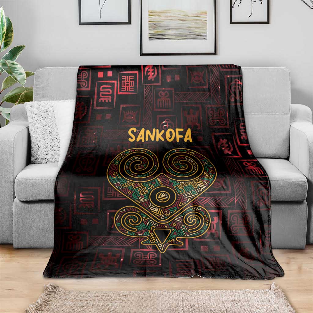 Afro-American Culture Blanket Adinkra Sankofa Heart - Cosmic Red LT7
