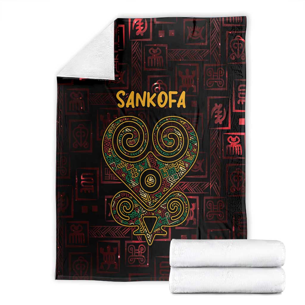 Afro-American Culture Blanket Adinkra Sankofa Heart - Cosmic Red LT7