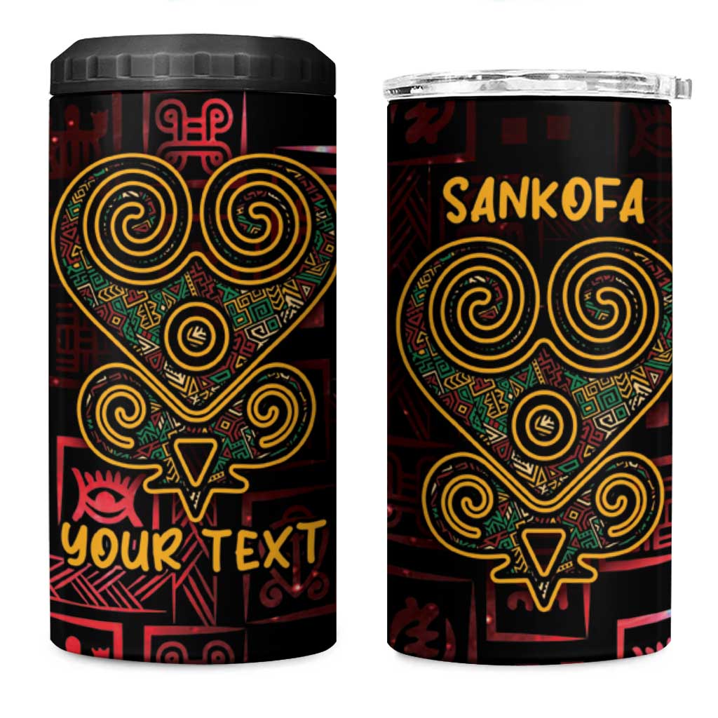 Afro-American Culture 4 in 1 Can Cooler Tumbler Adinkra Sankofa Heart - Cosmic Red LT7