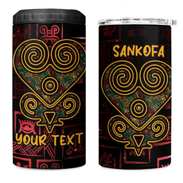 Afro-American Culture 4 in 1 Can Cooler Tumbler Adinkra Sankofa Heart - Cosmic Red LT7