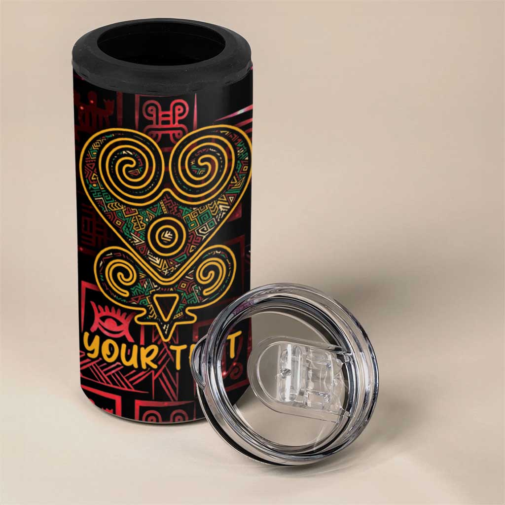 Afro-American Culture 4 in 1 Can Cooler Tumbler Adinkra Sankofa Heart - Cosmic Red LT7