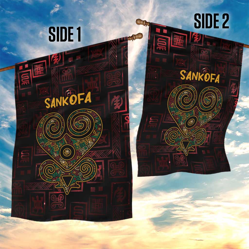 Afro-American Culture Garden Flag Adinkra Sankofa Heart - Cosmic Red LT7
