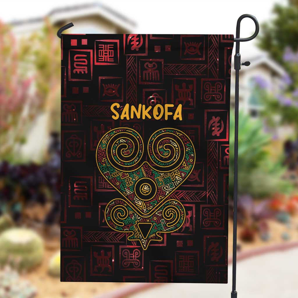 Afro-American Culture Garden Flag Adinkra Sankofa Heart - Cosmic Red LT7
