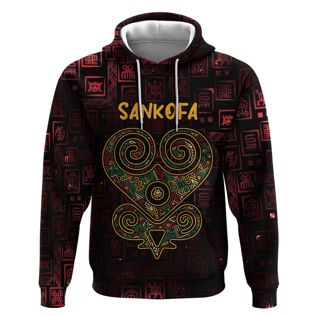 Africa Adinkra Symbol Hoodie Sankofa Heart - Cosmic Red LT7