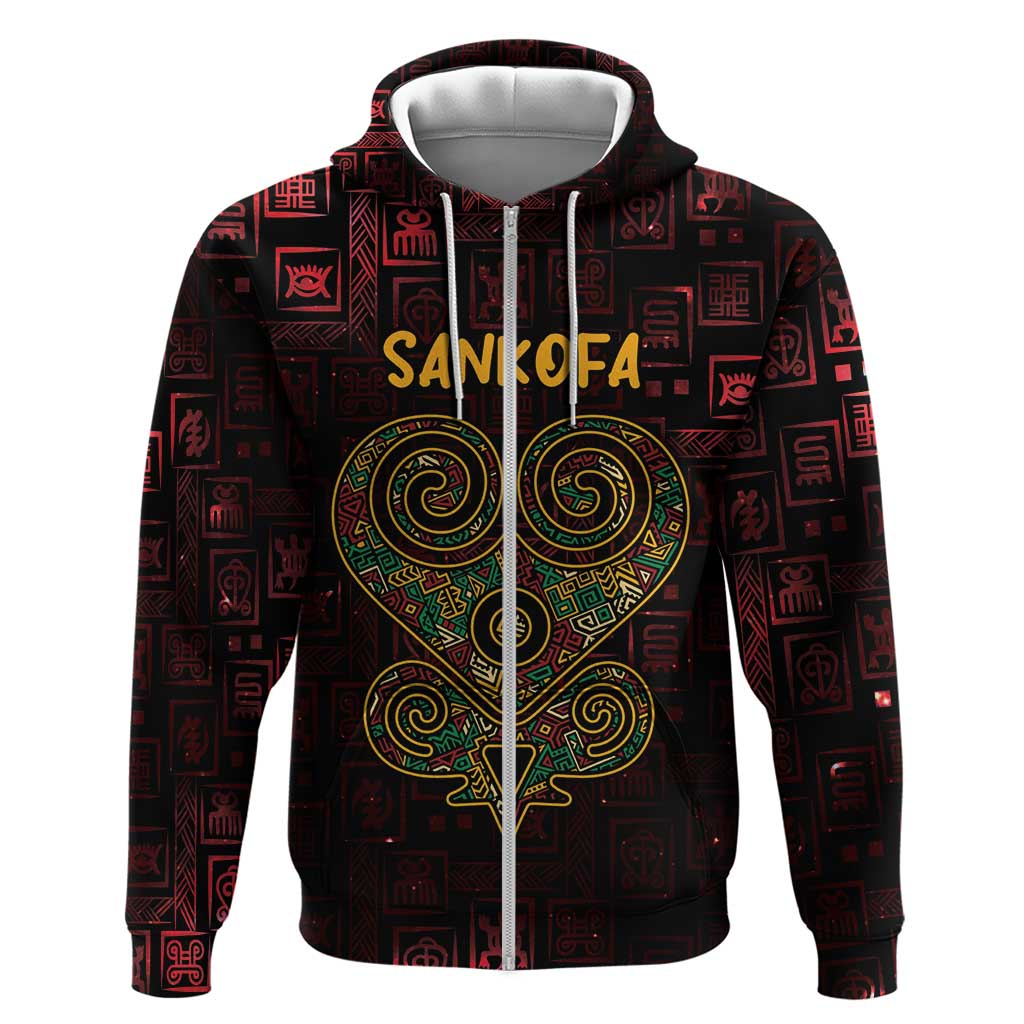 Africa Adinkra Symbol Hoodie Sankofa Heart - Cosmic Red LT7