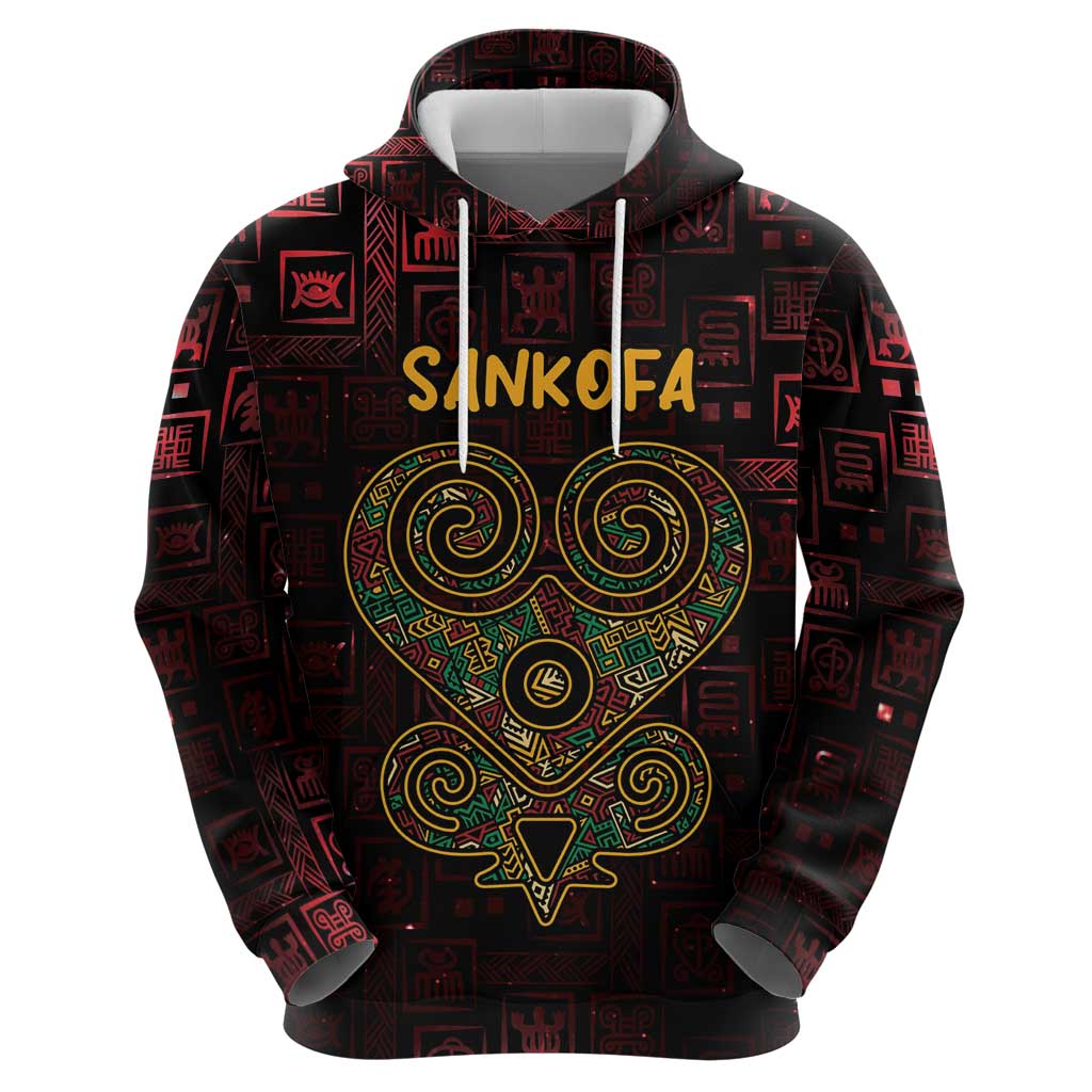 Africa Adinkra Symbol Hoodie Sankofa Heart - Cosmic Red LT7