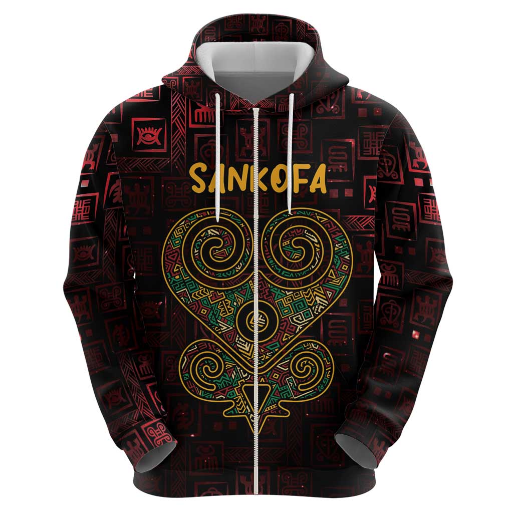 Africa Adinkra Symbol Hoodie Sankofa Heart - Cosmic Red LT7