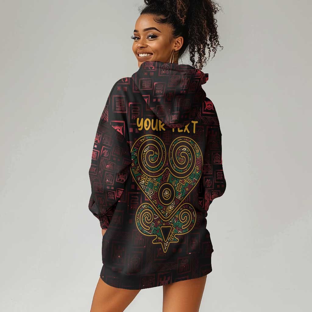 Afro-American Culture Hoodie Dress Adinkra Sankofa Heart - Cosmic Red LT7