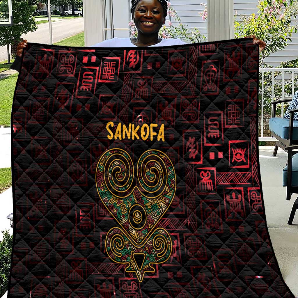 Afro-American Culture Quilt Adinkra Sankofa Heart - Cosmic Red LT7